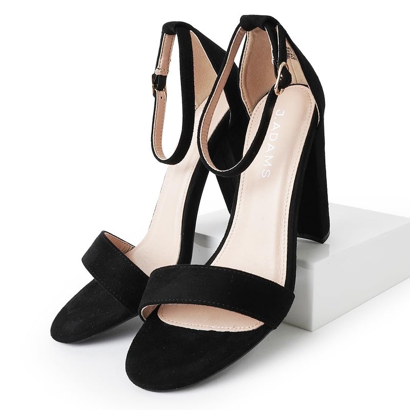 J. Adams Strappy Chunky Block High Heel - Formal, Wedding, Party Simple Classic Pump - Shirley by J.Adams,Black,6 B(M) US - Image 5